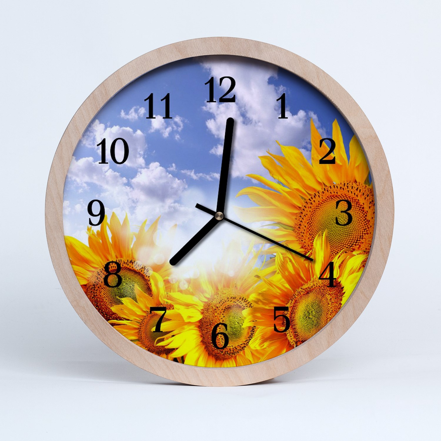 Tulup Horloge murale en bois 25fi cm horloge en bois - tournesol Nature