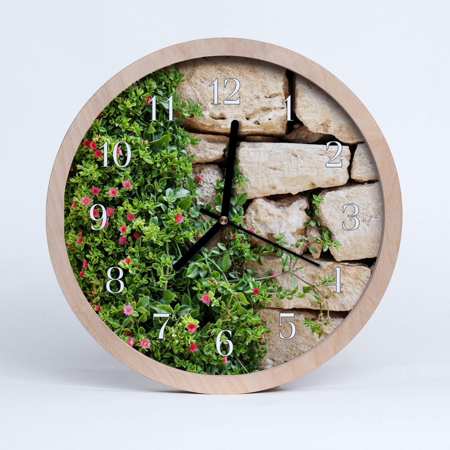 Tulup Horloge murale en bois 30fi cm horloge en bois - Nature en pierre naturelle