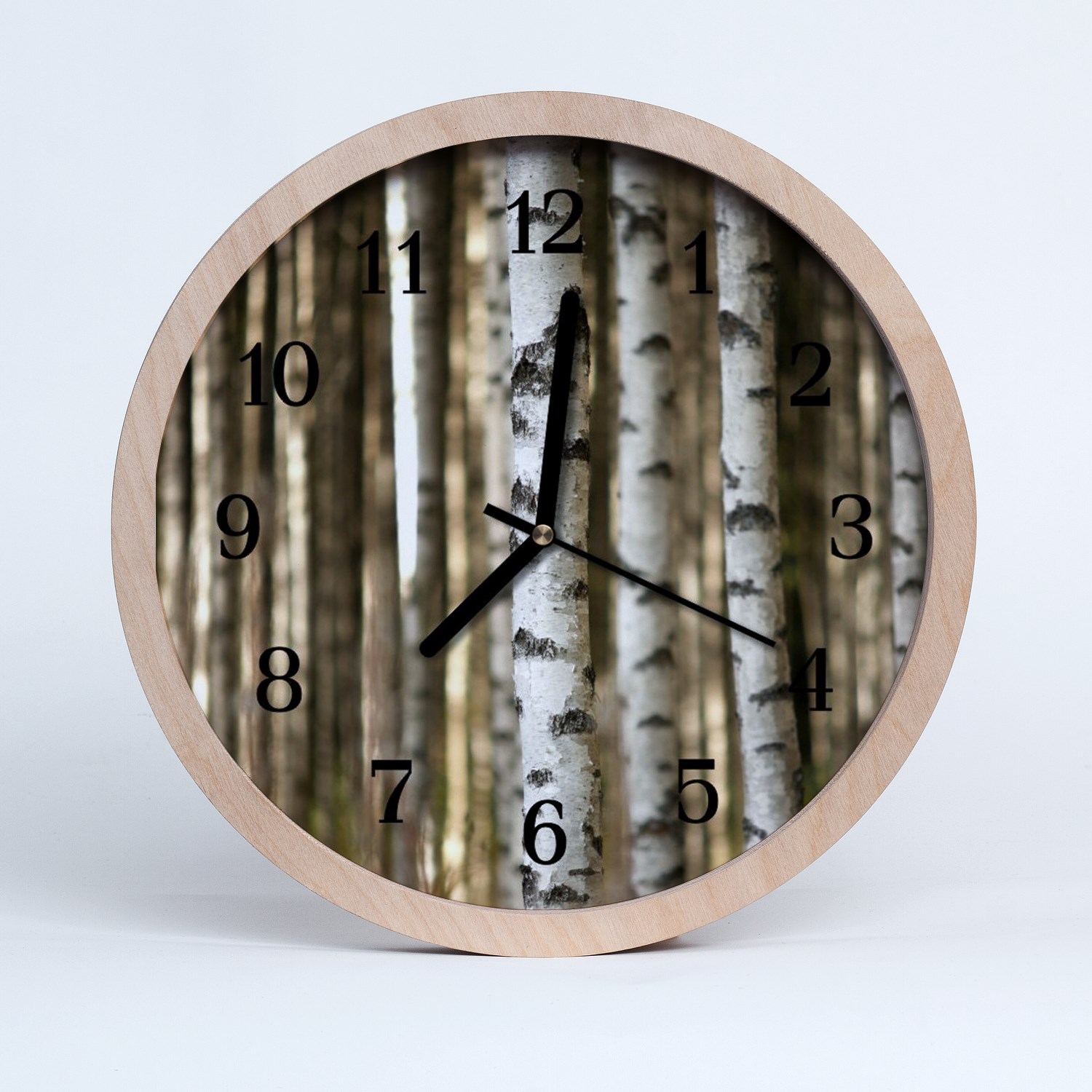 Tulup wooden clock 30fi cm wall clock kitchen clock - Birch tree forest