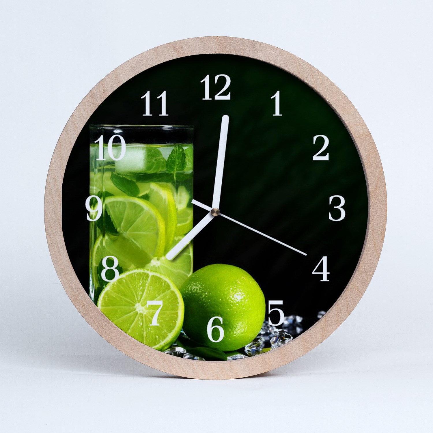 Tulup Holzuhr 25fi cm Wanduhr Küchenuhr - Limette