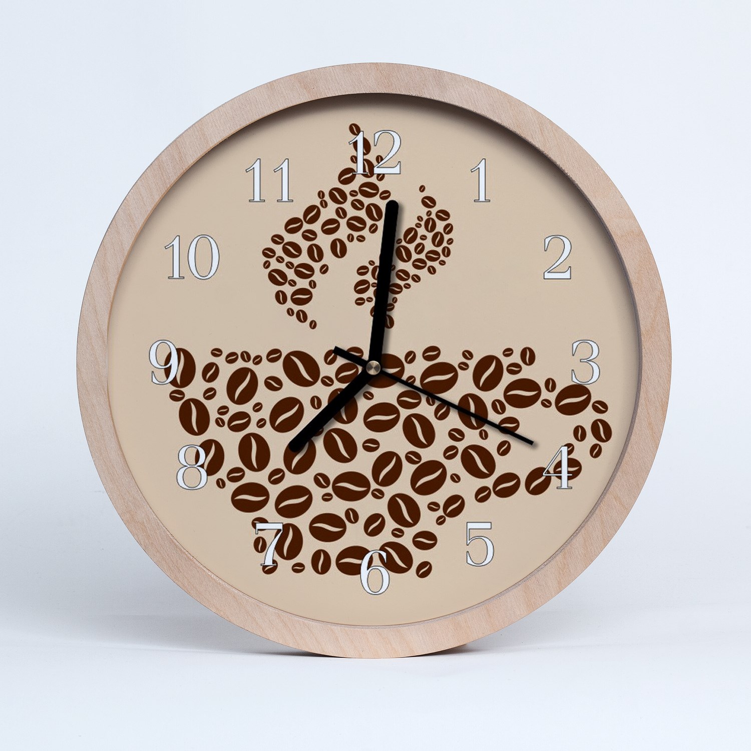 Tulup wooden clock 25fi cm wall clock kitchen clock - Coffee beans into the living room