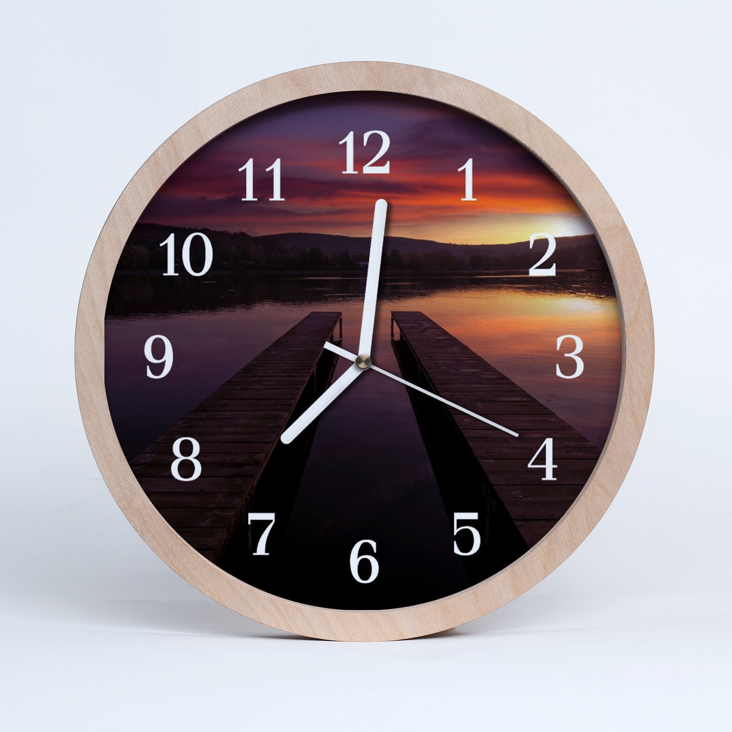 Tulup Horloge murale en bois 30fi cm horloge en bois - Nature Sunset