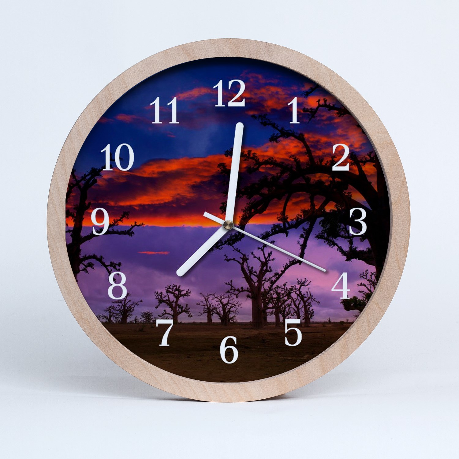 Tulup Horloge murale en bois 30fi cm horloge en bois - arbres Ouest