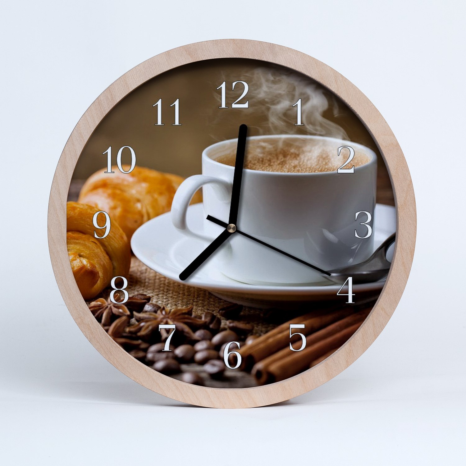 Tulup Horloge murale en bois 30fi cm horloge en bois - anis cannelle