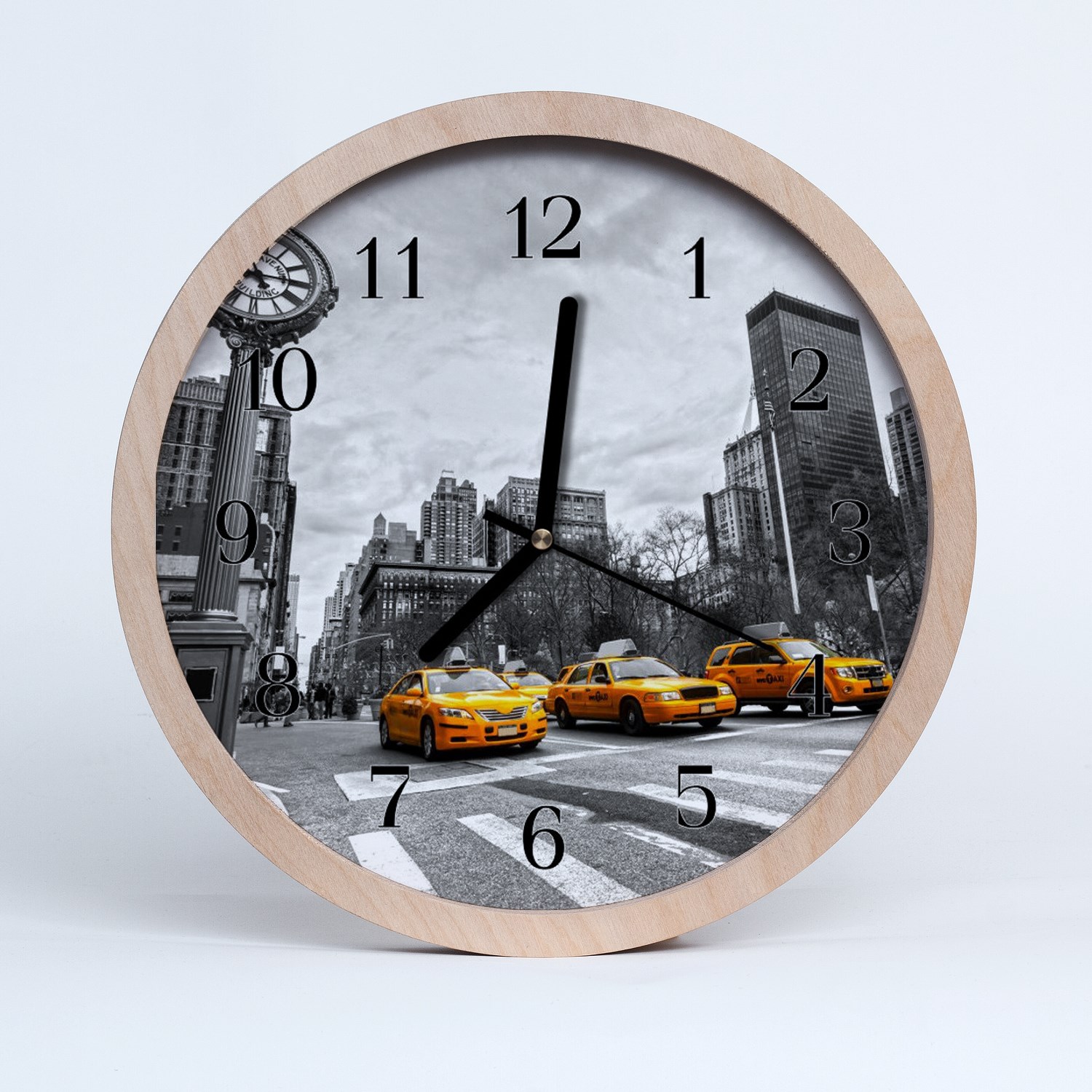 Tulup Holzuhr 30fi cm Wanduhr Küchenuhr - Taxi-Auto