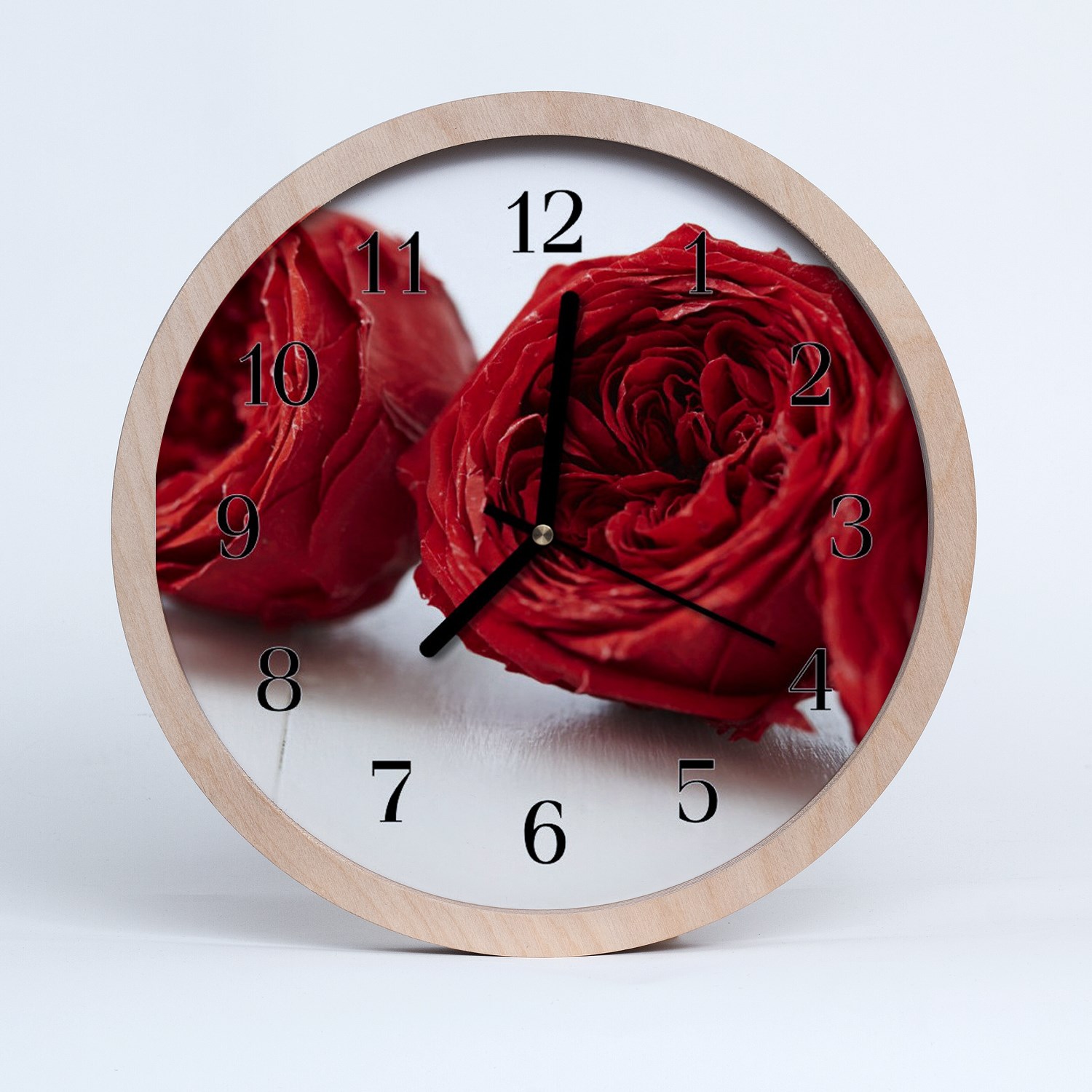 Tulup Horloge murale en bois 30fi cm horloge en bois - fleurs fleurs