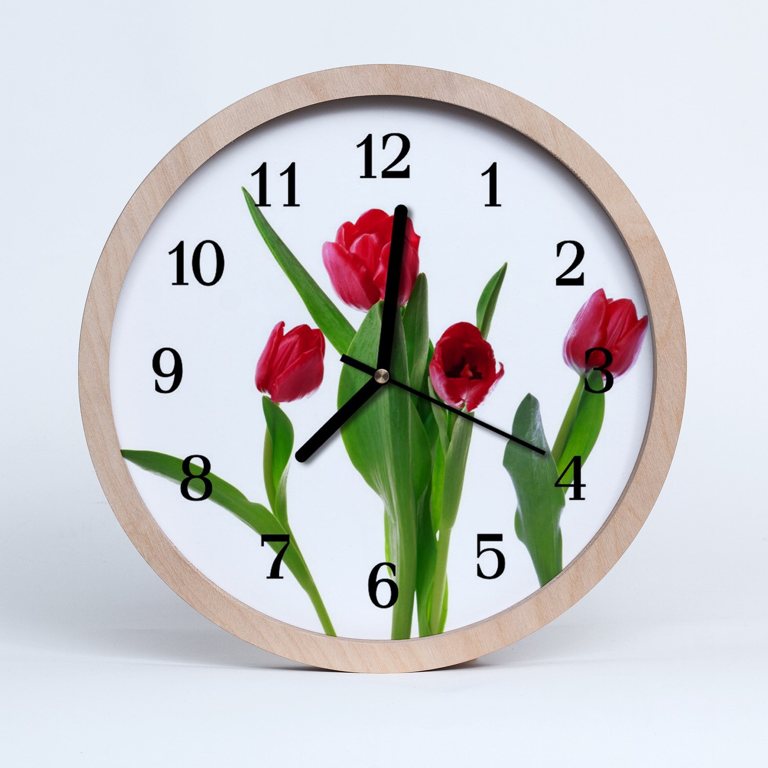 Tulup wooden clock 20fi cm wall clock kitchen clock - tulips Flowers