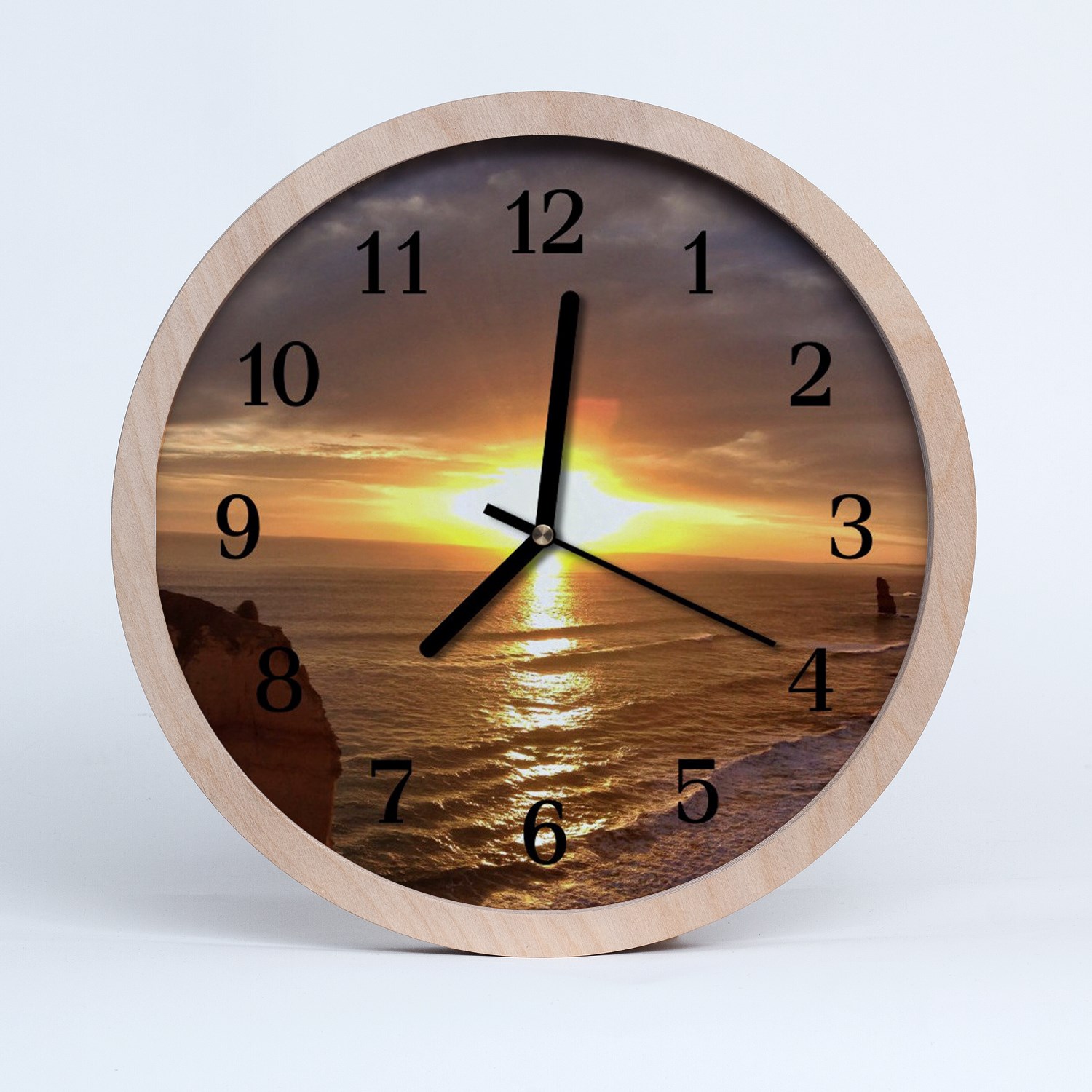 Tulup wooden clock 30fi cm wall clock kitchen clock - Sunset Nature