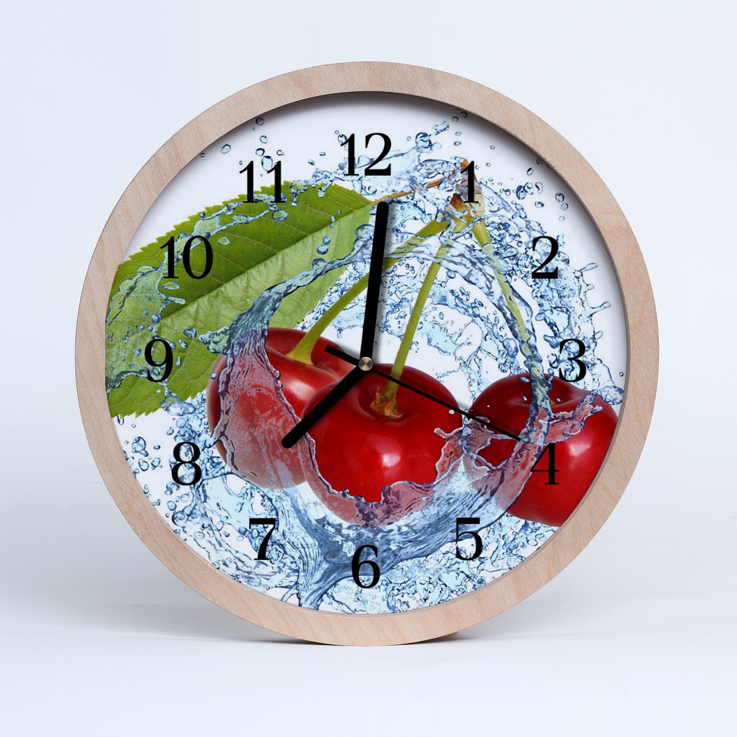 Tulup Horloge murale en bois 25fi cm horloge en bois - cerises de fruits