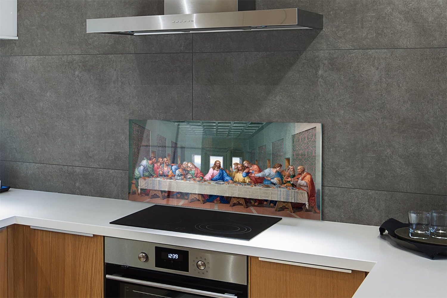 Tulup Küchenrückwand Spritzschutz aus Glas 125x50 Art last supper
