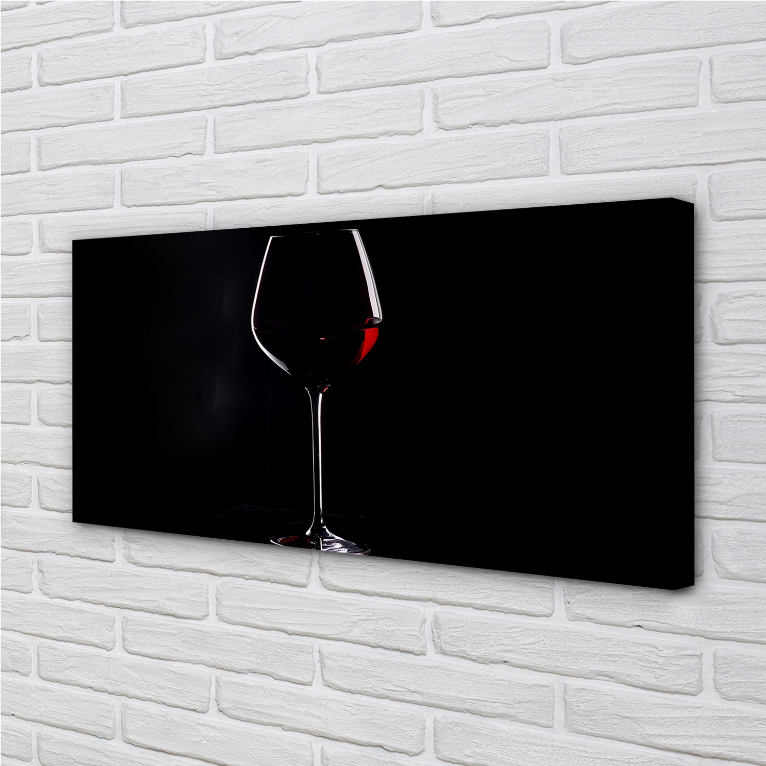 Tulup Leinwandbild 140x70 Wandkunst Schwarzer Hintergrund mit einem Glas Wein