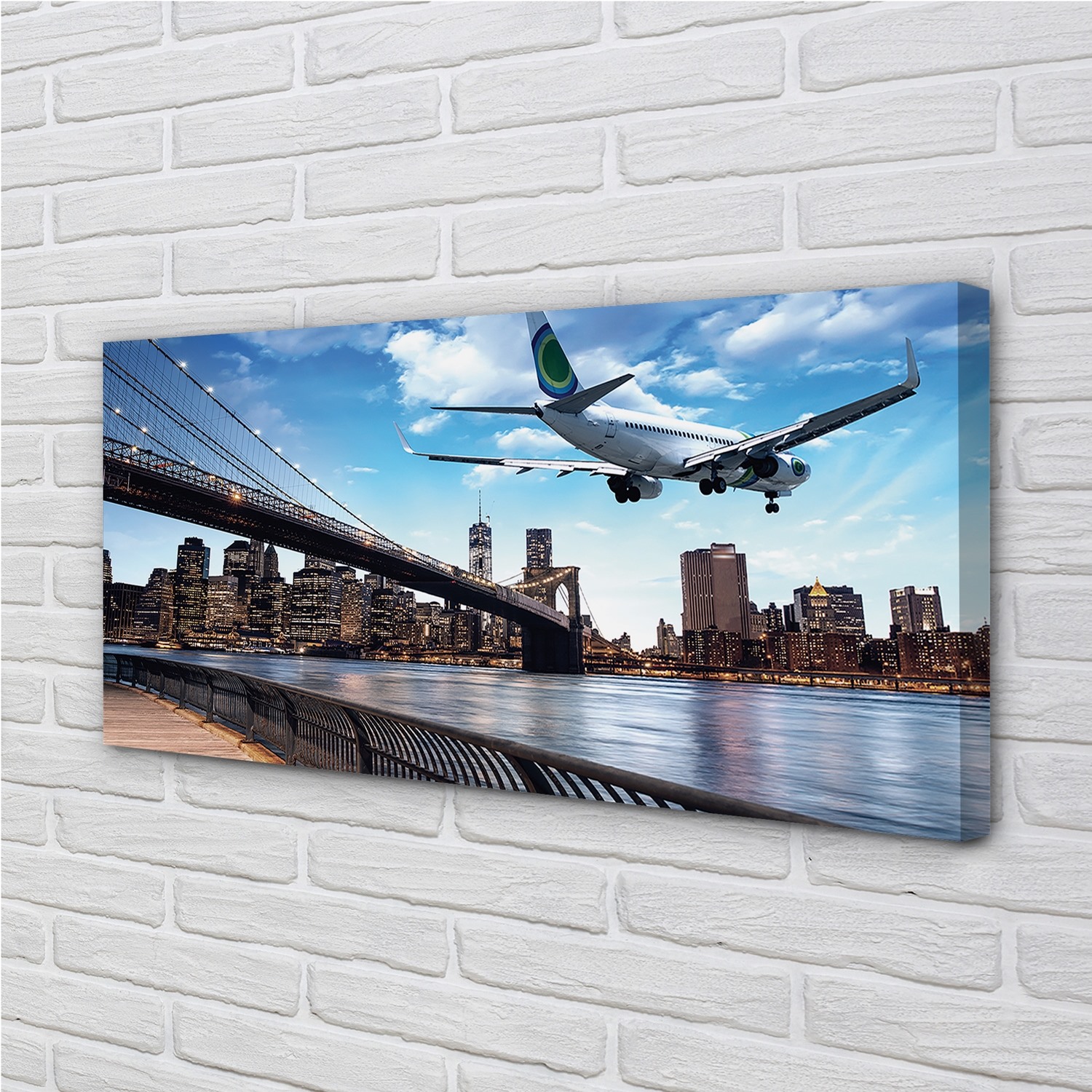 Tulup Leinwandbild 100x50 Wandkunst Flugzeug Wolken Stadt