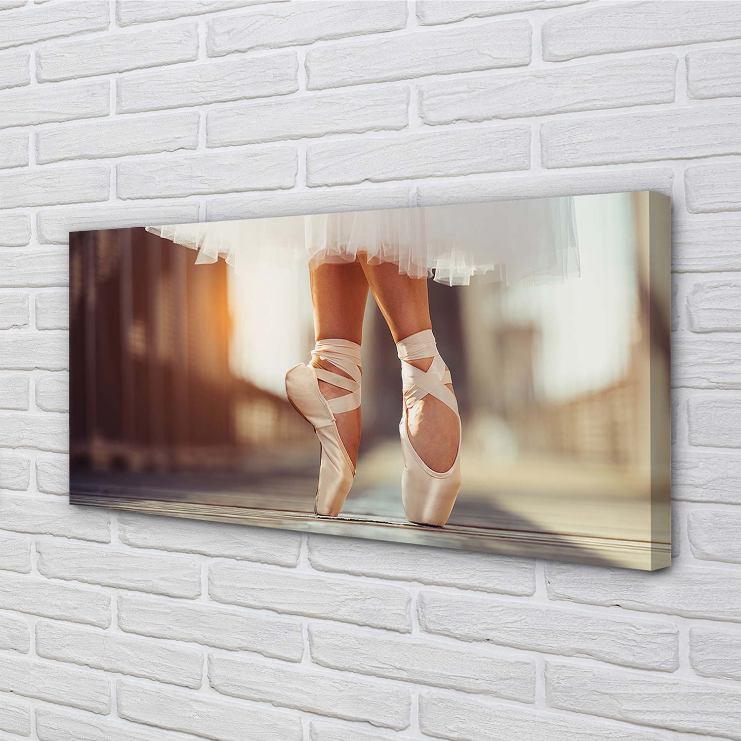 Tulup Leinwandbild 140x70 Wandkunst Weiß Ballettschuhe Frau, die Beine