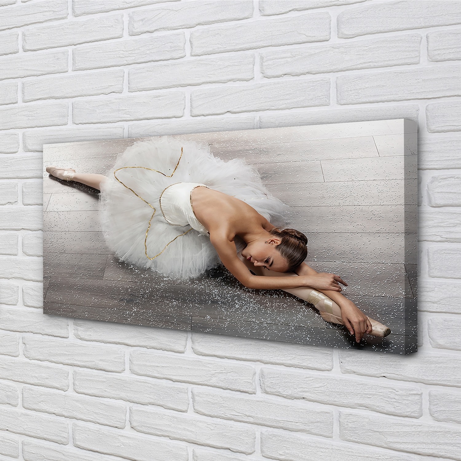 Tulup Leinwandbild 100x50 Wandkunst Weiblich weiß Ballerinakleid