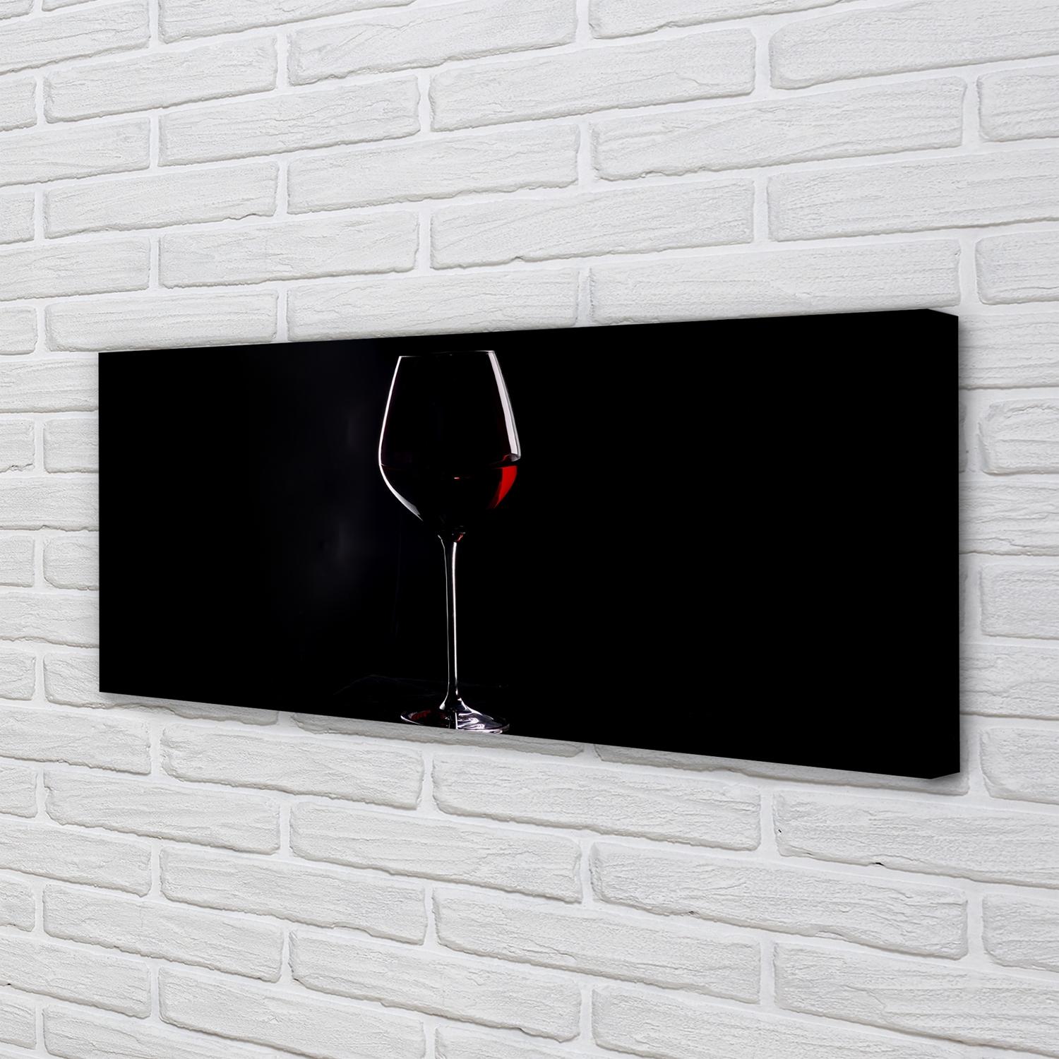 Tulup Leinwandbild 125x50 Wandkunst Schwarzer Hintergrund mit einem Glas Wein