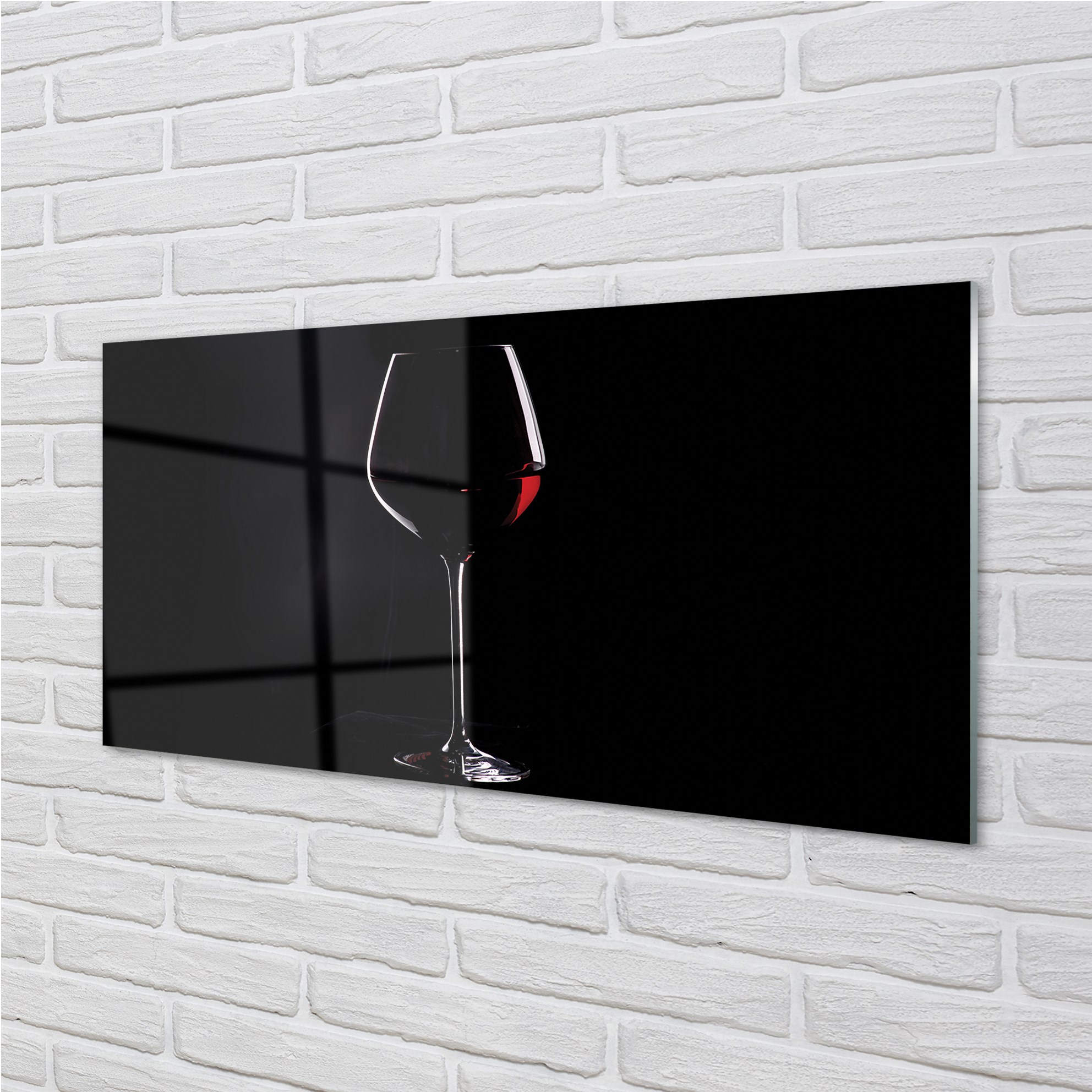 Tulup Cuadros en Vidrio 125x50 arte de la pared Copa de vino con fondo negro