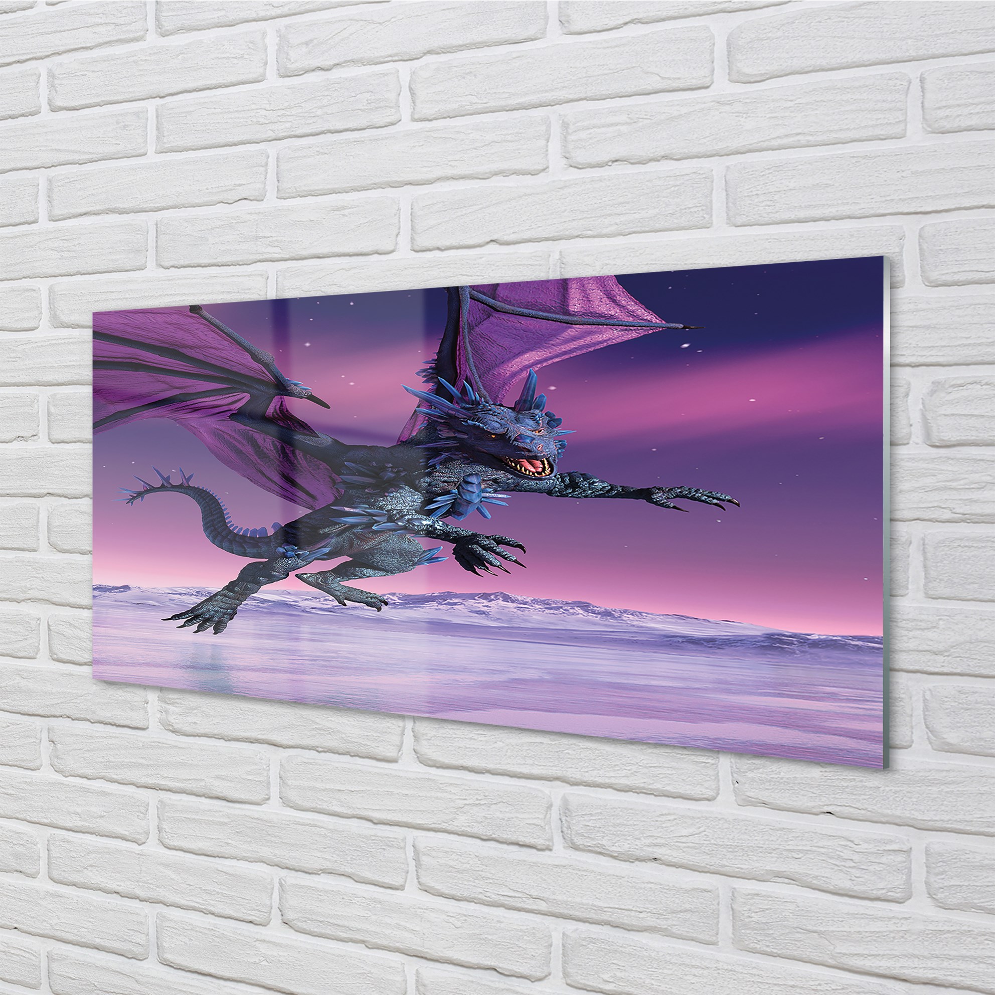 Tulup Acrylglas 140x70 Wandkunst Drachen bunter Himmel
