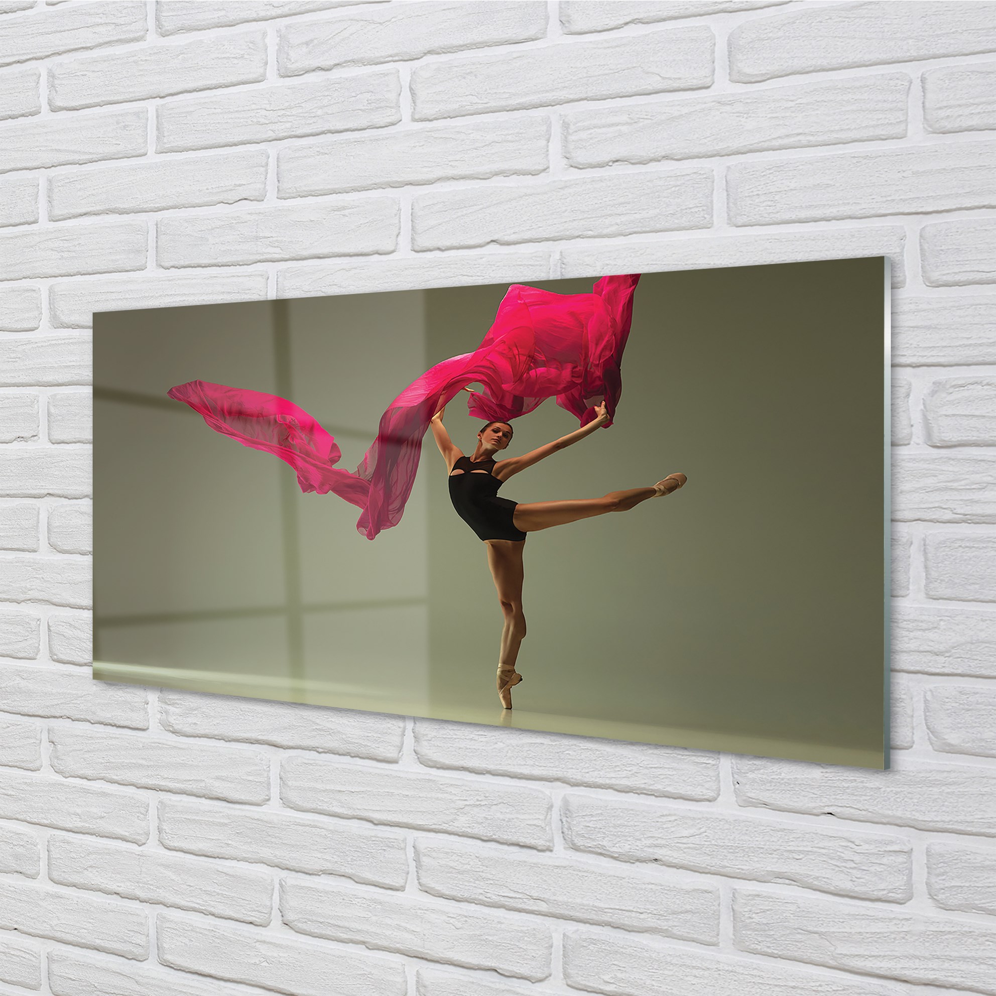 Tulup Glasbilder 120x60 Wandkunst Ballerina rosa Material