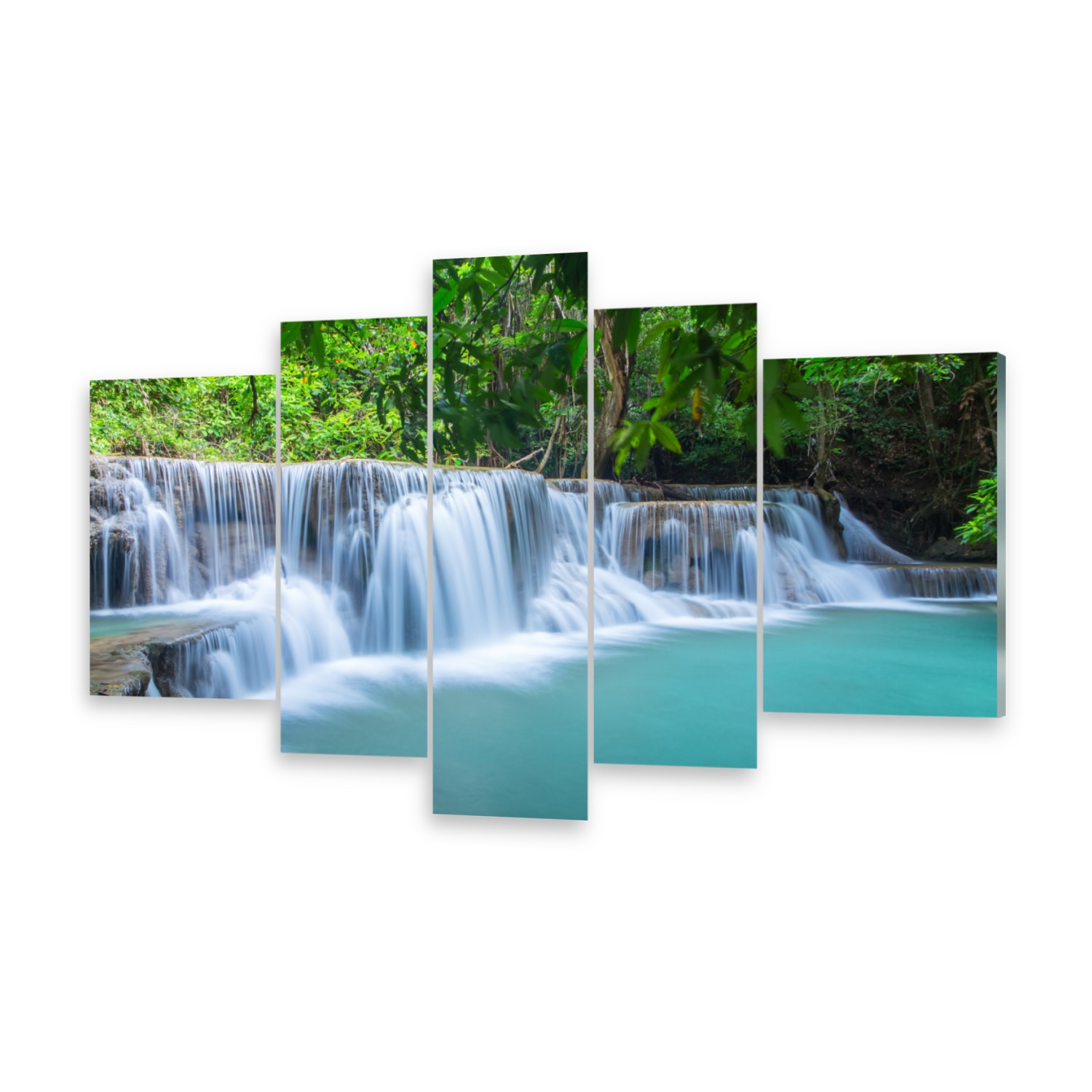 Tulup Acrylglasbilder Wandbild Dekobild 100x50 Wasserfall Wald Natur