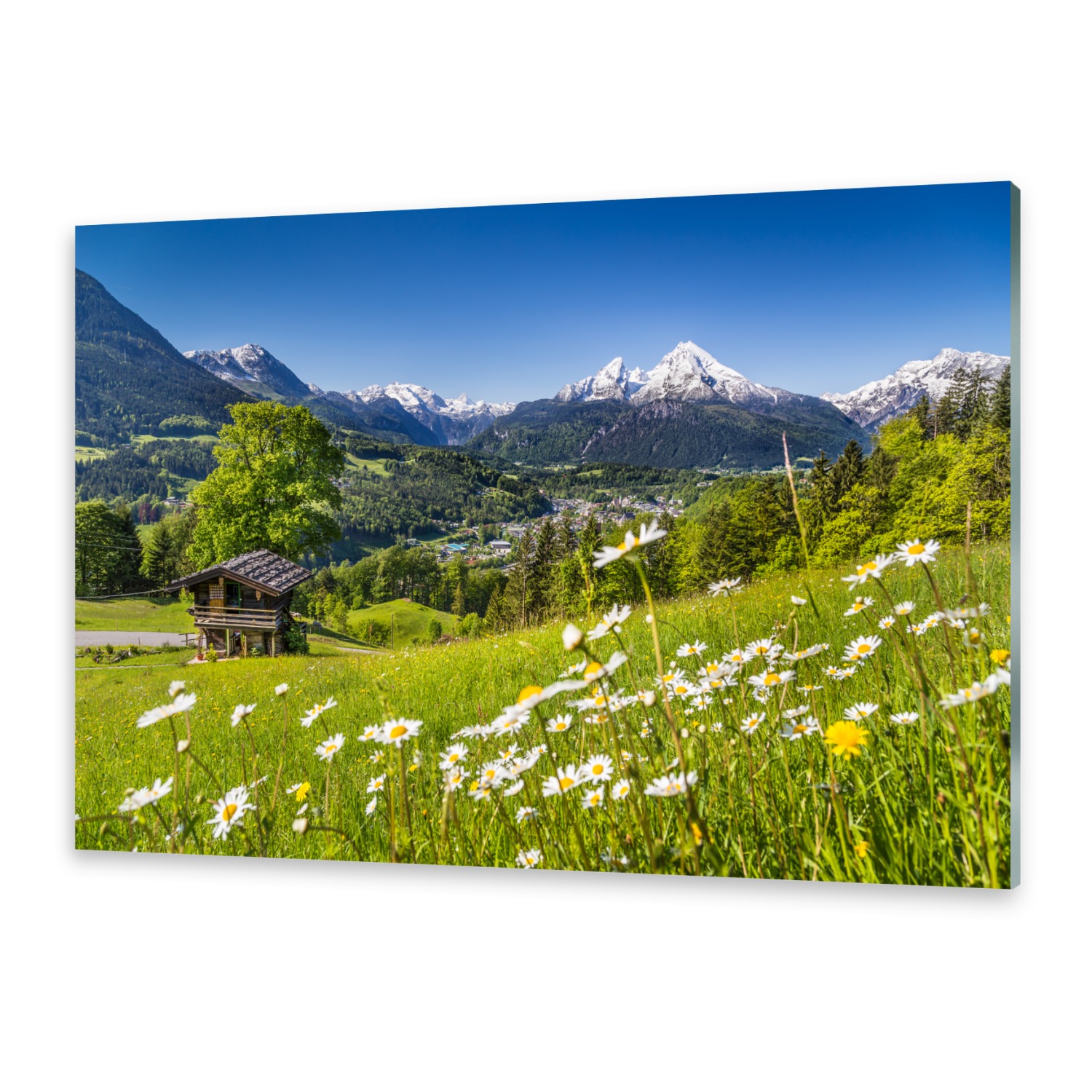 Glas-Bild Wandbilder Druck auf Glas 100x50 Deko Landschaften Berge Hütte