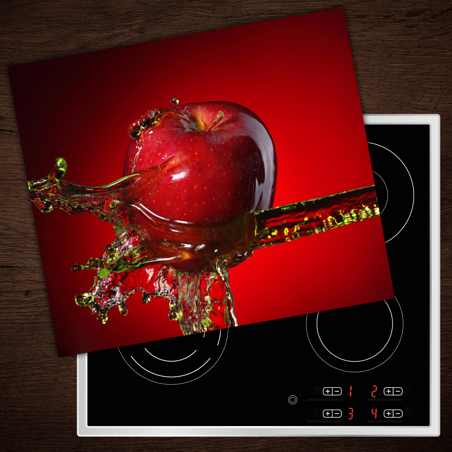 Tulup Herdabdeckplatten aus Glas Spritzschutz Roter Apfel ...