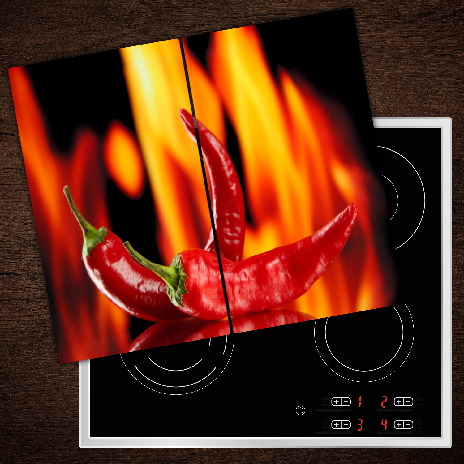 Glass Worktop Saver Ceramic Induction Hob Protector Cover Chili peppers